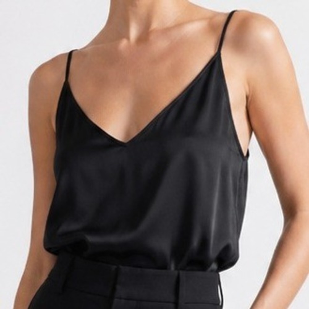 White House Black Market Black V-Neck Adjustable Strap Camisole Top Small